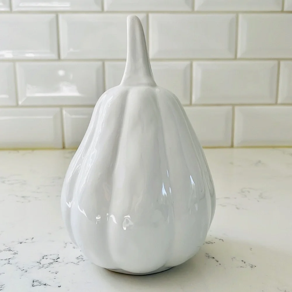 Crate&Barrel Small White Ceramic Gourd